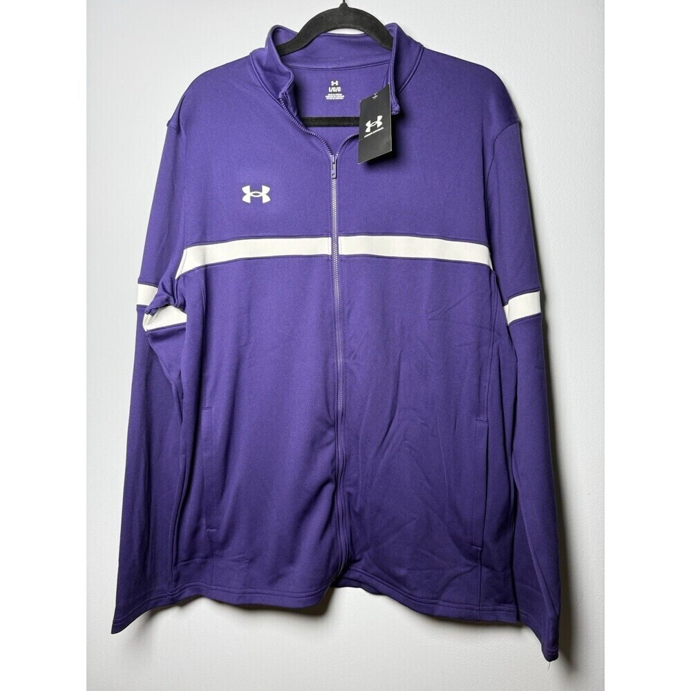 Under Armour Team Knit Warm Up Full Zip Jacket Mens Large Purple Sweatshirt NEW